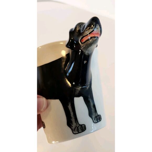Black Labrador Retriever Coffee Mug Ceramic Cup Handpainted 3D Head 10oz 3.75" h - Picture 5 of 9